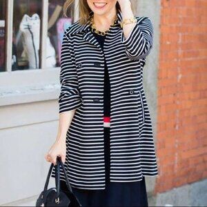 Cabi Maritime Double Breasted Blazer in Nautical Navy/White Stripes, Cottagecore